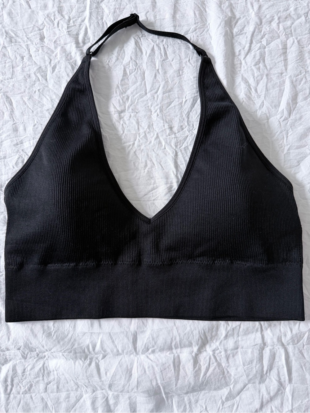 aerie Chill Play MoveBlack Ribbed Halter Bralette Set - Picture 2 of 7